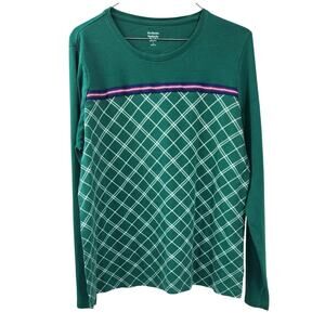 Kim Rogers Green Long Sleeve Cotton Top - Women's Large